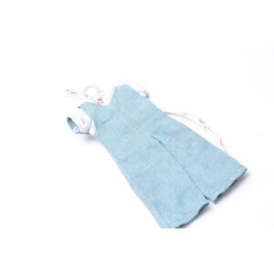 Blue Doll Overalls with Little Flowers, Doll Clothing, Toy, Accessory